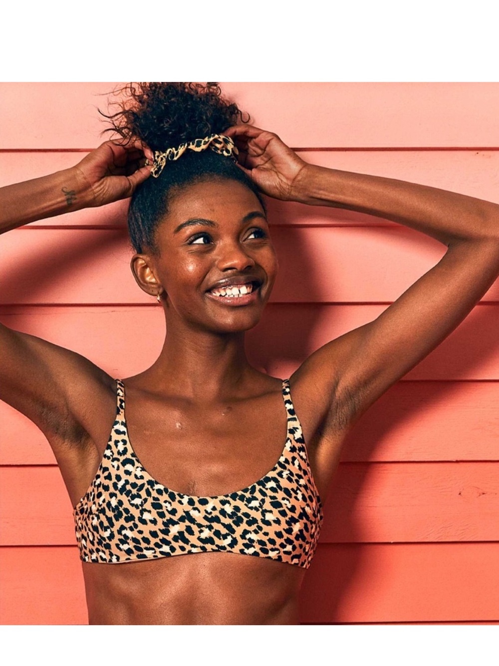 [AERIE] Leopard Scoop Bikini Top